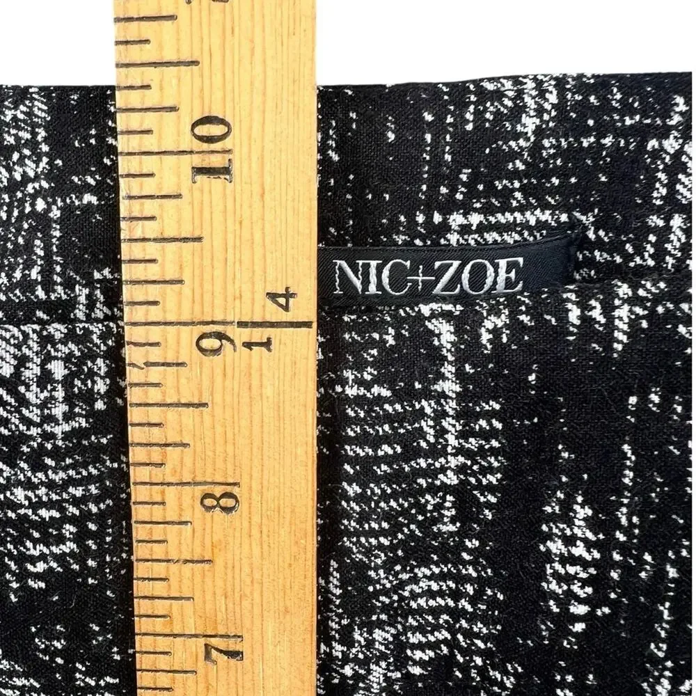 NWT NIC+ZOE Black White Abstract Pull-On Knit Pants Ankle Size 6